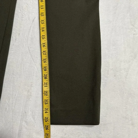 WHBM Jolie Straight Luxe Stretch Pants Size 8 Olive Green Gold Button Sailor - Picture 13 of 16